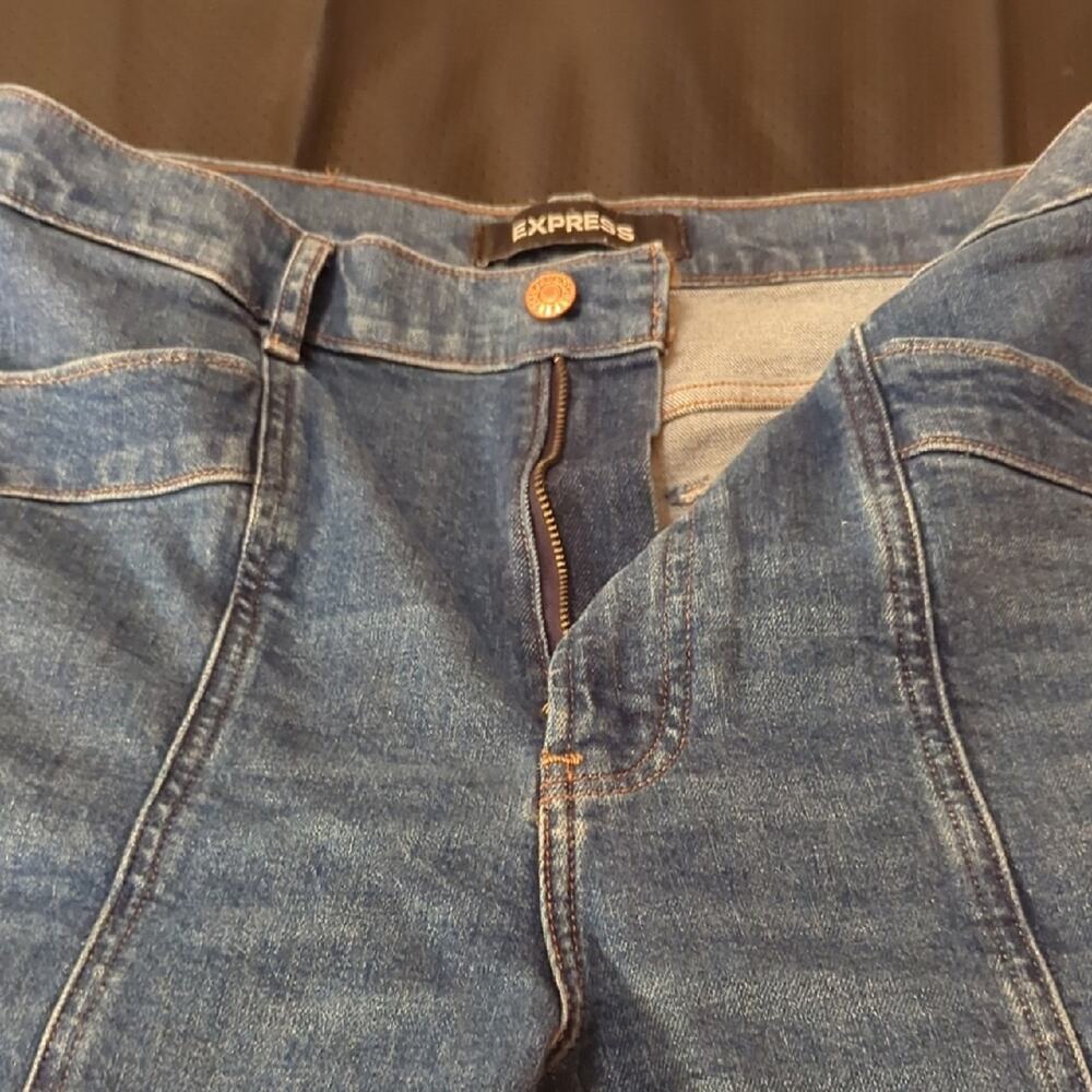 Express Original Straight Super High Rise Seam Front Jeans Blue Womens 10R